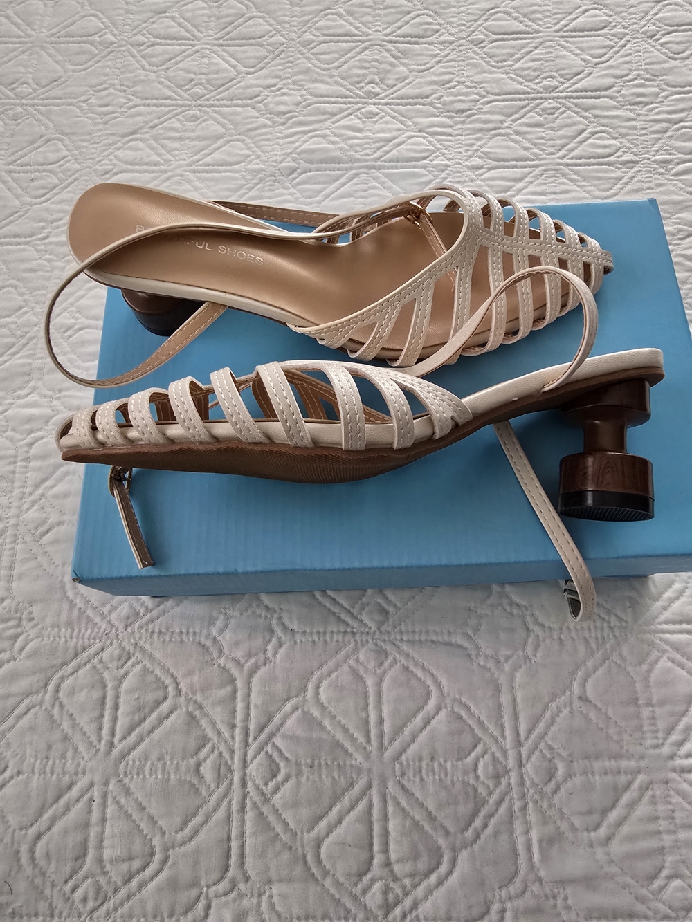 Neutral Strappy Slingback Sandals with Sculpted Heel